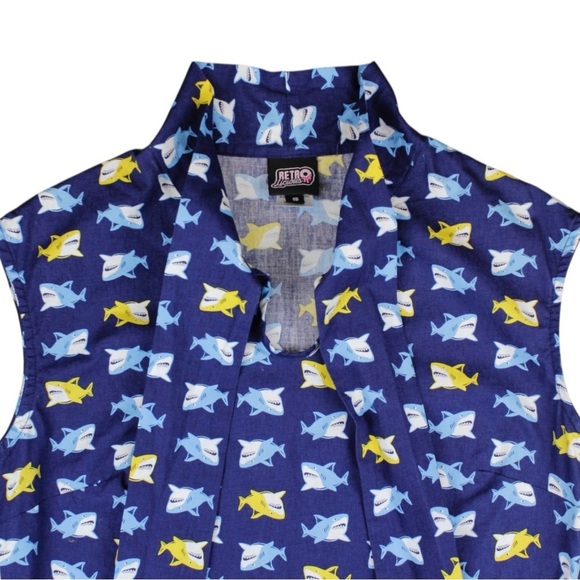 Retrolicious Novelty Shark Tie Halter Top Baby Shark Marine Biology Artsy Size S - Picture 3 of 10